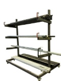 Heavy-Duty Mobile Cantilever Rack on HD Steel Swivel Casters, Racks 90in Long, Base 60in Wide
