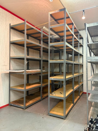 Lot of 7 Shelving Units, All for One Bid, Each 48in x 36" and 48in x 12ft H