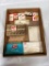 Box of Storz Memorabilia, NOS Case of Matches, Stationary, Coasters, Fly Fishing Flies, Nail Files &
