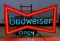 Budweiser Bowtie Neon Beer Sign, Works Great, OPEN