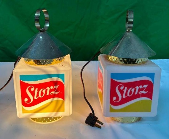 Two, Storz Lantern Hanging Beer Signs, (Maybe Rotating)