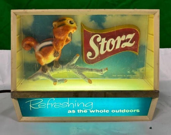 Vintage NPI 1950's Storz Chipmunk Lighted Beer Sign, Refreshing at the Whole Outdoors 10in