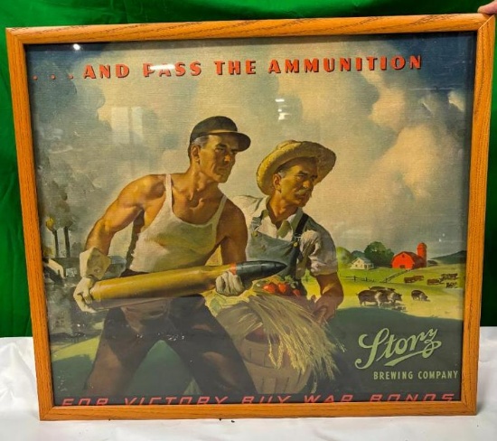Storz Brewing Co Military War Bonds Framed Poster, For Victory Buy War BondsAnd Pass the Ammunition