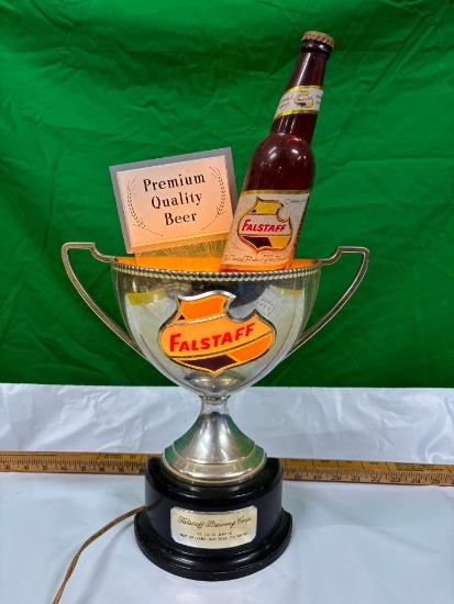 Falstaff Trophy & Figural Beer Lighted Beer Sign, Thomas A. Schutz Co I Lamp Holder Falstaff