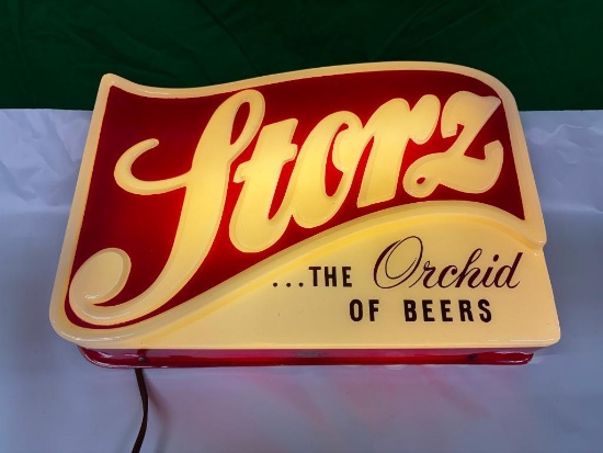 Storz the Orchid of Beers Lighted Beer Sign, 16in Union Made Stamp