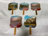 Set of 5, I'm a Storz Fan Omaha, Nebraska - Advertising Church Hand Fans w/ Various Outdoors Scenes