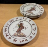 Rare 1940's - 60's Storz Western Cowboy Dinnerware Wallace China Los Angeles, Calif, by Artist Till