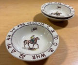 Rare 1940's - 60's Storz Western Cowboy Dinnerware Wallace China Los Angeles, Calif, by Artist Till