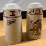 Rare 1940's - 60's Storz Western Cowboy Dinnerware Wallace China Los Angeles, Calif, by Artist Till