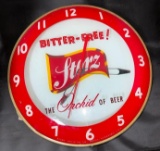 Rare, Storz The Orchid of Beer Bitter-Free Double Bubble Lighted Clock c. 1950's 60's