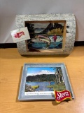 Vintage Storz Light Rainbow Trout Log Framed Cardboard Aquarium Signed by Kraayvanger & Other Storz