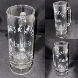 Storz & Iler Columbia Brewing Heavy Glass Mug, Potentially Incredibly Rare, c. 1880's Acid-Etched,