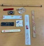 Group of Storz Beer Collectibles, Knife and Fork Combo, Rulers and More