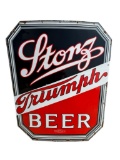 Storz Triumph Beer Porcelain Sign, Neon Radiant Sign Co Omaha - Art Deco - 48in x 42in, Single