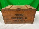 Early Storz Brewing Co. Omaha, NE Wood Beer Crate, 19in w/ Orig. Lid