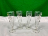 Storz Beer Etched 75th Anniversary Beer Glasses, c. 1951, Set of 4