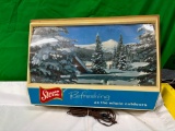 Storz Beer Lighted Beer Sign, Refreshing as the Whole Outdoors, Ski Lodge in Mountain w/ Man Skiing