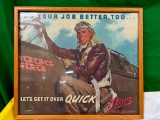 Storz Brewing Company Framed Do Your Job Better, TooLet's Get It Over Quick, WWII Military Fighter