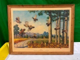 Storz Beer Hunter's Dream Flushed Bob White Quail Framed Print by Artist Richard E. Bishop, Omaha,