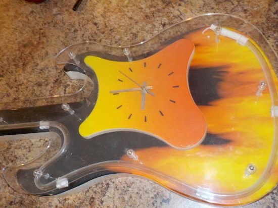 Guitar Shaped Plastic Battery Operated Clock (Not Working)