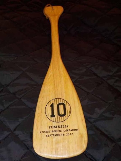 Tom Kelly Retirement Ceremony Paddle 18-inches Long and Dated September 8, 2012