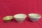 Three Antique Mixing Bowls - Blue and Pink Bands