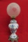 Blue Onion Porcelain Oil Lamp with Etched Frosted Globe