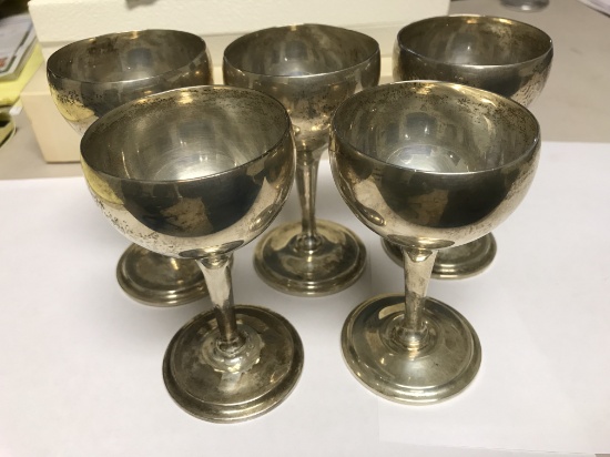 Five Sterling Goblets