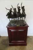Huge Remington Bronze of 4 Horsemen on Stand