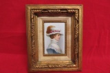 19th. C. Framed KPM Porcelain Plaque - Lady in Feathered Hat