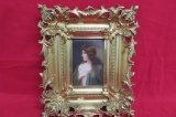 19th. C. Framed KPM Porcelain Plaque - Brunette with Long Hair