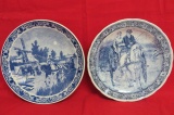 Pair of Delft Blue and White Chargers