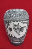 Huge Rachel Aragon Native American Vase with Wolf