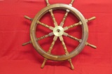 Wood and Brass Ship's Wheel