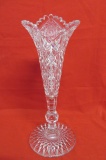 Tall Hawkes Cut Crystal Trumpet Vase