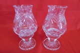 Pair of Waterford Crystal Hurricane Candle Lamps
