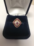 14Kt Yellow Gold Ruby and Diamond Ring