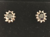 14Kt Gold Sapphire and Diamond Stud Earrings