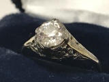 14Kt Antique White Gold Diamond Solitare Ring