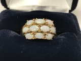 14Kt Yellow Gold Ring with 10 opals