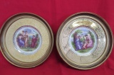 Pair of Framed Edgewood Neoclassical Plates - 22KT Trim