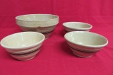 4 Antique Brown Stripe Mixing Bowls