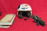 Navy Helicopter Helmet, Gloves and Related Paperwork