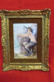 19th. C. Framed KPM Porcelain Plaque - Woman Looking Out to Sea