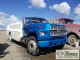 LUBE TRUCK, 1986 F800, 8.2L DETROIT ENGINE, MANUAL TRANSMISSION, 4 COMPARTMENT LUBE BED, APPROXIMATE