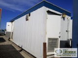 BATHROOM UNIT, 25FT SKID MOUNTED, APPROX. 27FT X 9FT WIDE OVERALL, WITH TANKS, PUMPS, FIXTURES