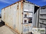 SHIPPING CONTAINER, CONEX TYPE, 20FT, STEEL CONSTRUCTION, WITH SHELVES, LIGHTING, HEATER