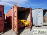 SHIPPING CONTAINER, CONEX TYPE, 20FT, W/ SPILL CONTAINMENT BOOM