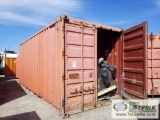 SHIPPING CONTAINER, CONEX TYPE, 20FT, W/ SPILL CONTAINMENT BOOM
