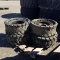 3 PALLETS. SKIDSTEER TIRES, SOLID RUBBER, FOAM FILLED, PNEUMATIC